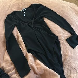 Zara deep V bodysuit top